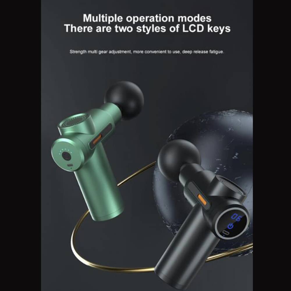 Massagepistol m/6 programmer og 4 Massagehoveder