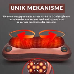 Massagepude m/varme & magnetisk terapi til nakke-, ryg- og benmuskler