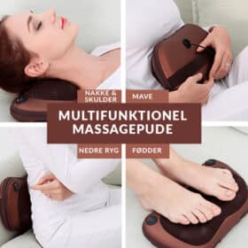 Massagepude m/varme & magnetisk terapi til nakke-, ryg- og benmuskler