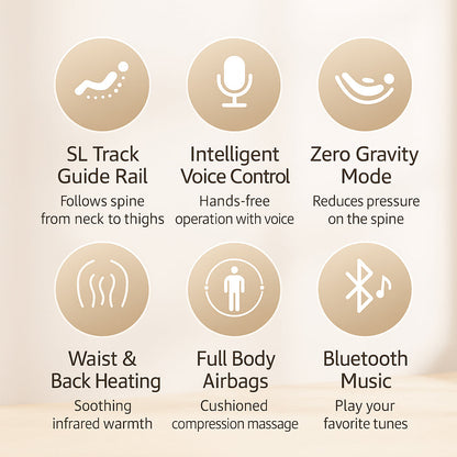 Massagestol 3D med SL-teknologi, lufttryksmassage, Zero Gravity & Intelligent Styring – Model 988R8