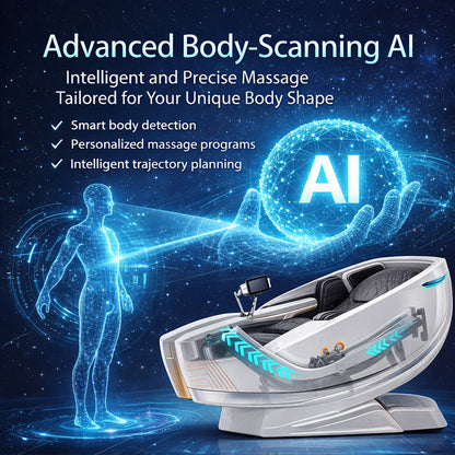 Massagestol 4D kropsscanning, Dual Zone Stretching, 32 airbags, varme i lænd/ben & Zero Gravity - Model 988A
