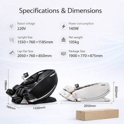 Massagestol 4D kropsscanning, Dual Zone Stretching, 32 airbags, varme i lænd/ben & Zero Gravity - Model 988A