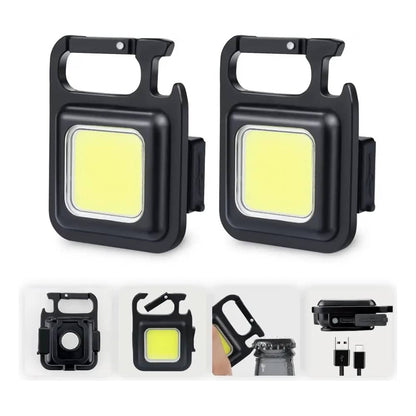 Nøglerings COB LED-lommelygte - genopladelig - 3 lys tilstande -