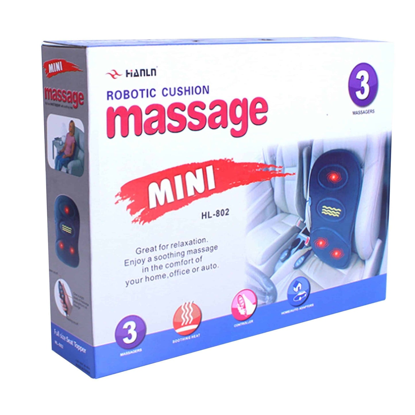 Massagepude til hjem & bil - 4 massagehoveder - med varme -