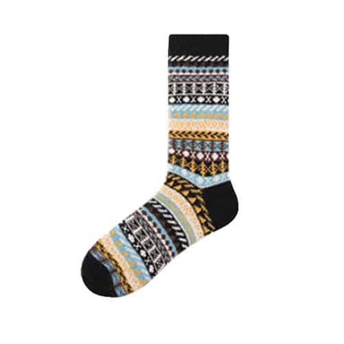 Strikkede uldsokker - 2 par - flotte farver og mønstre