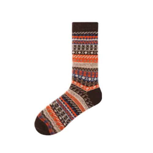 Strikkede uldsokker - 2 par - flotte farver og mønstre