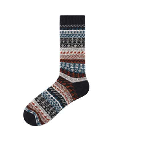 Strikkede uldsokker - 2 par - flotte farver og mønstre