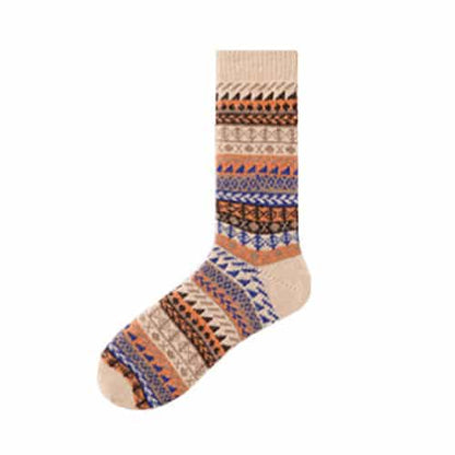 Strikkede uldsokker - 2 par - flotte farver og mønstre