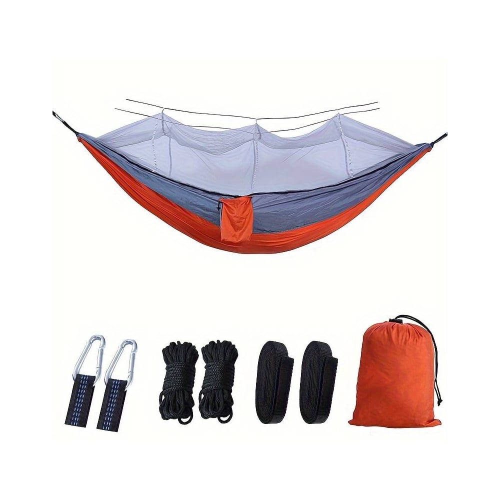 Hængekøje med myggenet (army, orange-grå, pink, grøn eller sort)