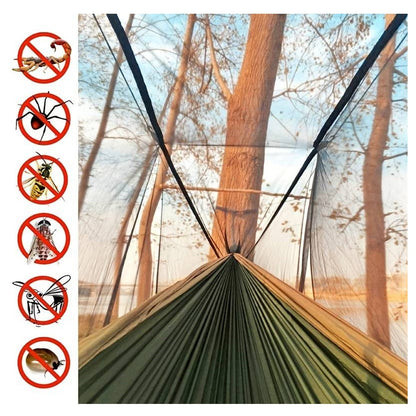 Hængekøje med myggenet (army, orange-grå, pink, grøn eller sort)