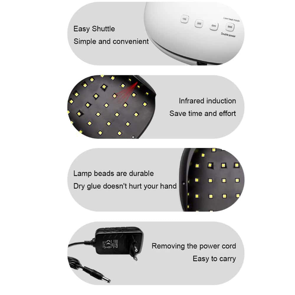 Negle UV-Lampe til 2 hænder med 36 kraftfulde LED´er