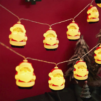 Lyskæde 2 Meter med 10 Tykke Julemænd - Batteridrevet -