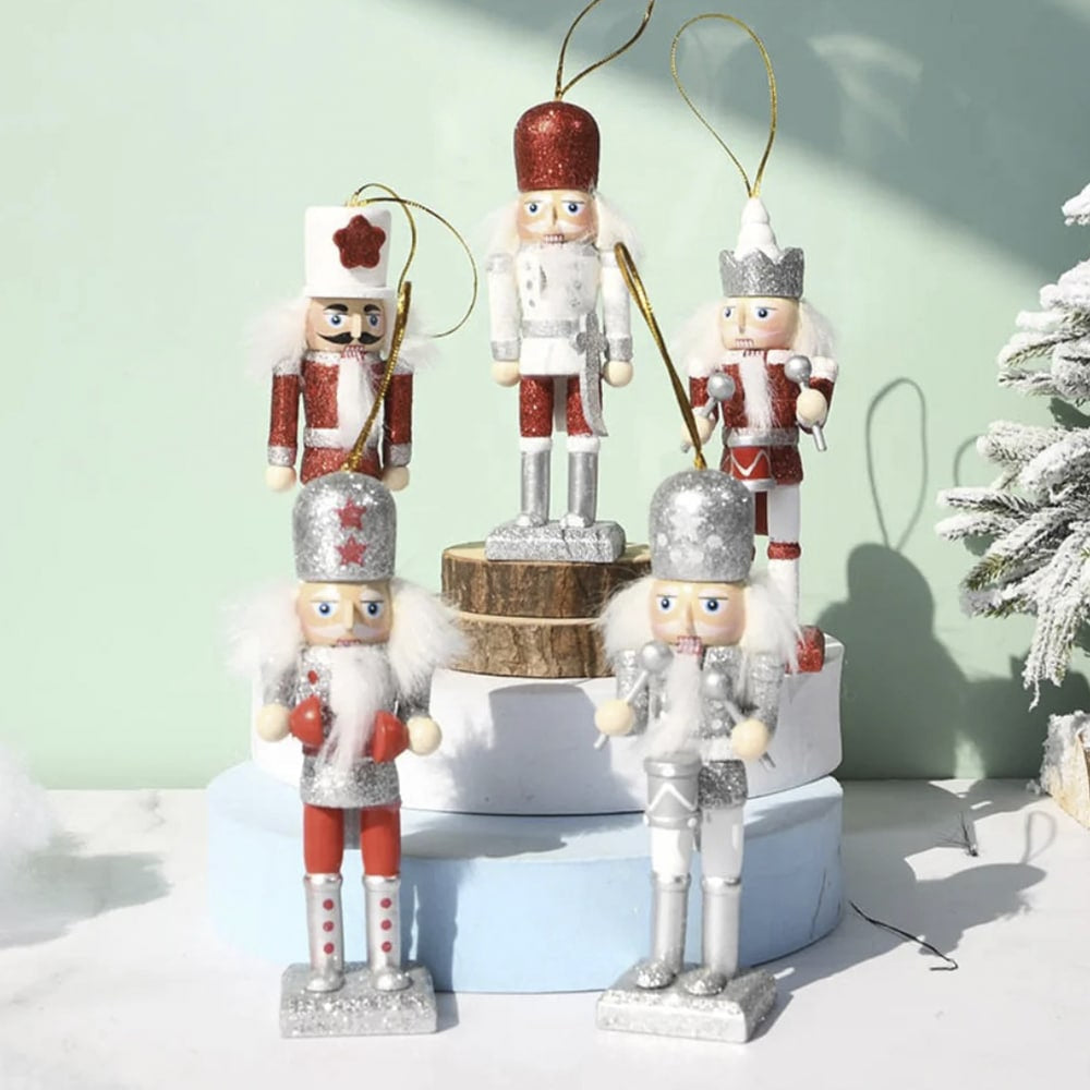 Nøddeknækker figurer i Træ  - 12,5 cm, sæt med 5 figurer -