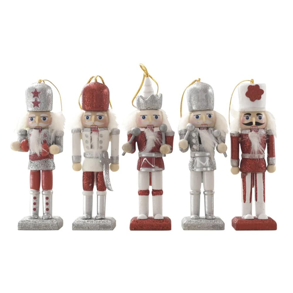 Nøddeknækker figurer i Træ  - 12,5 cm, sæt med 5 figurer -