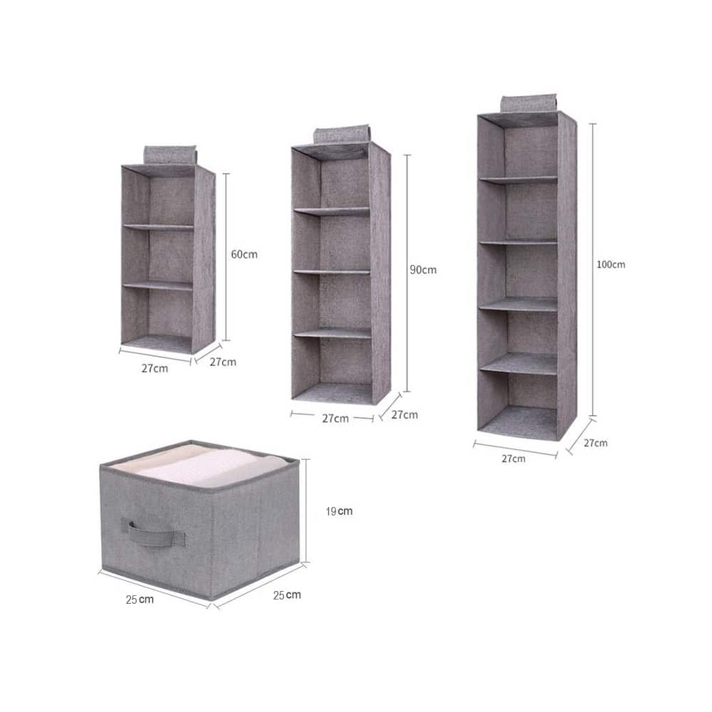 Hængeopbevaring i Stof 3 stk. - 6 dele -