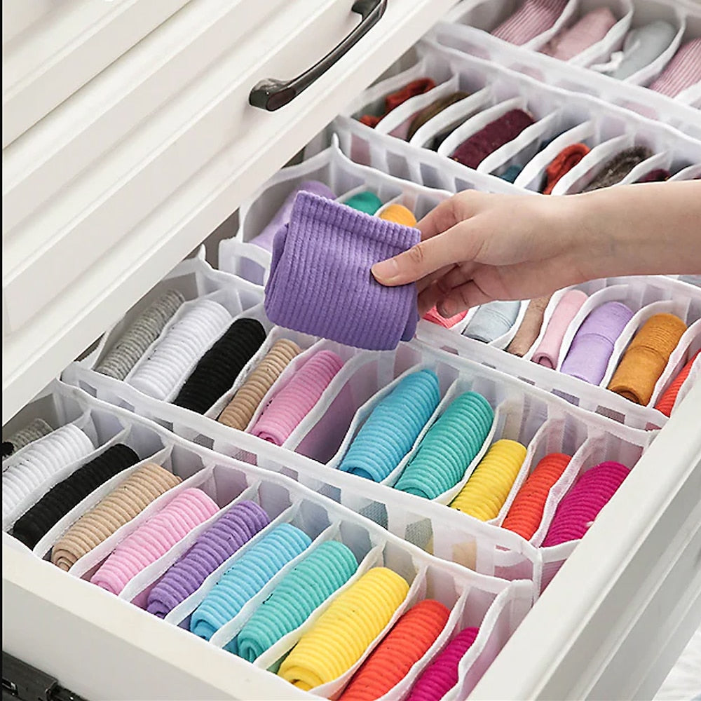 Opbevaringsboks/undertøjsskuffe arrangør - sæt med 3 stk. - foldbar -