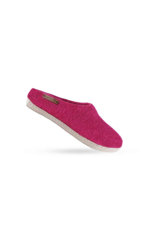 uld tøffel og hjemmesko (100% ren uld) - Model Pink m/sål i skind - Dansk Design fra SHUS