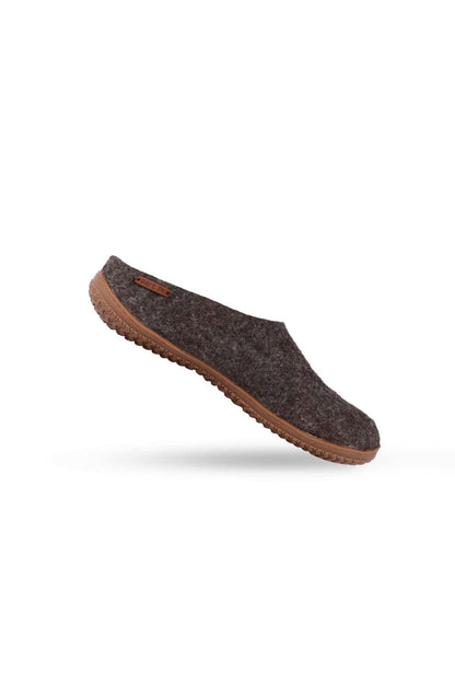 Uldtøffel (100% ren uld) - Model Brun m/Gummisål - Dansk Design fra SHUS