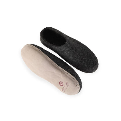 Uldtøffel (100% ren uld) m/sål i skind - Dansk Design fra SHUS