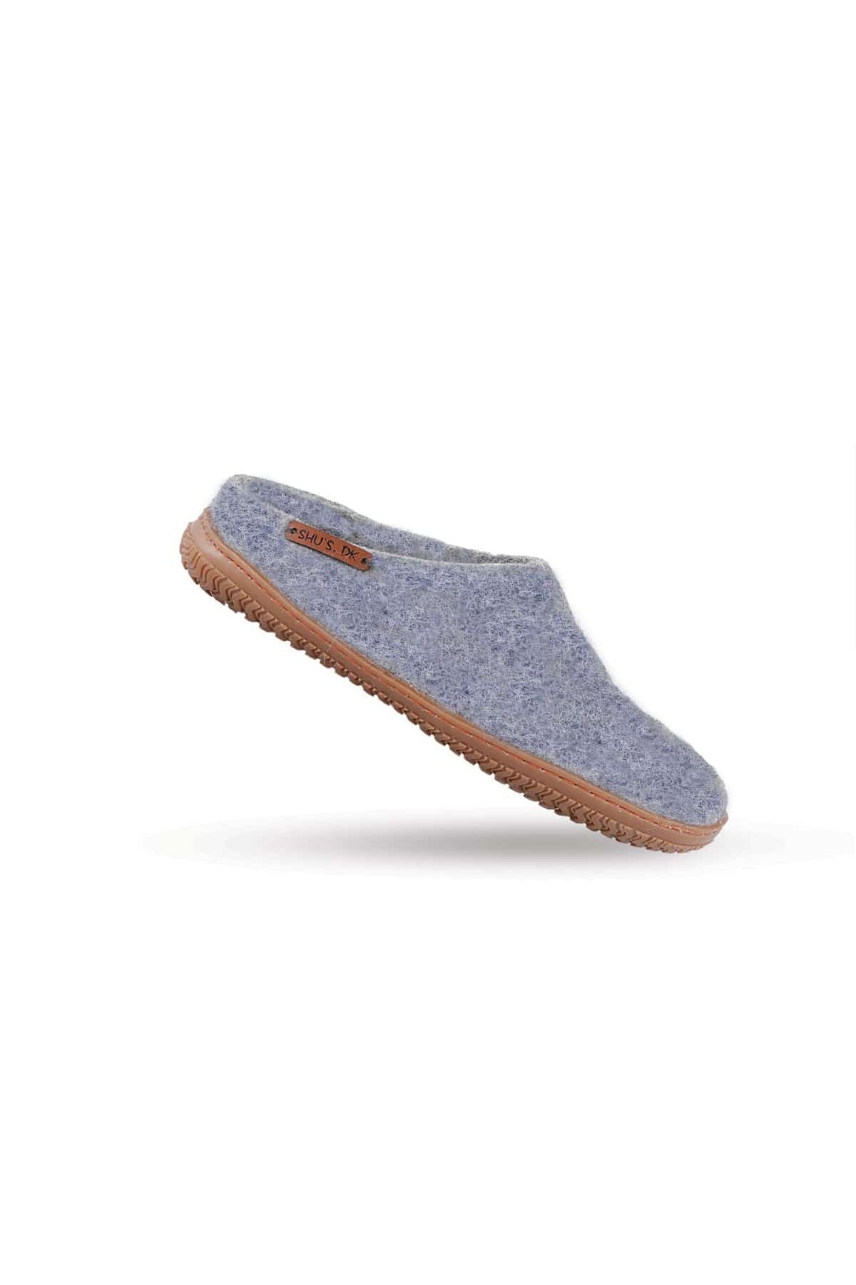 Sutsko i denim af uld (100% ren uld) - med Gummisål - Dansk Design fra SHUS