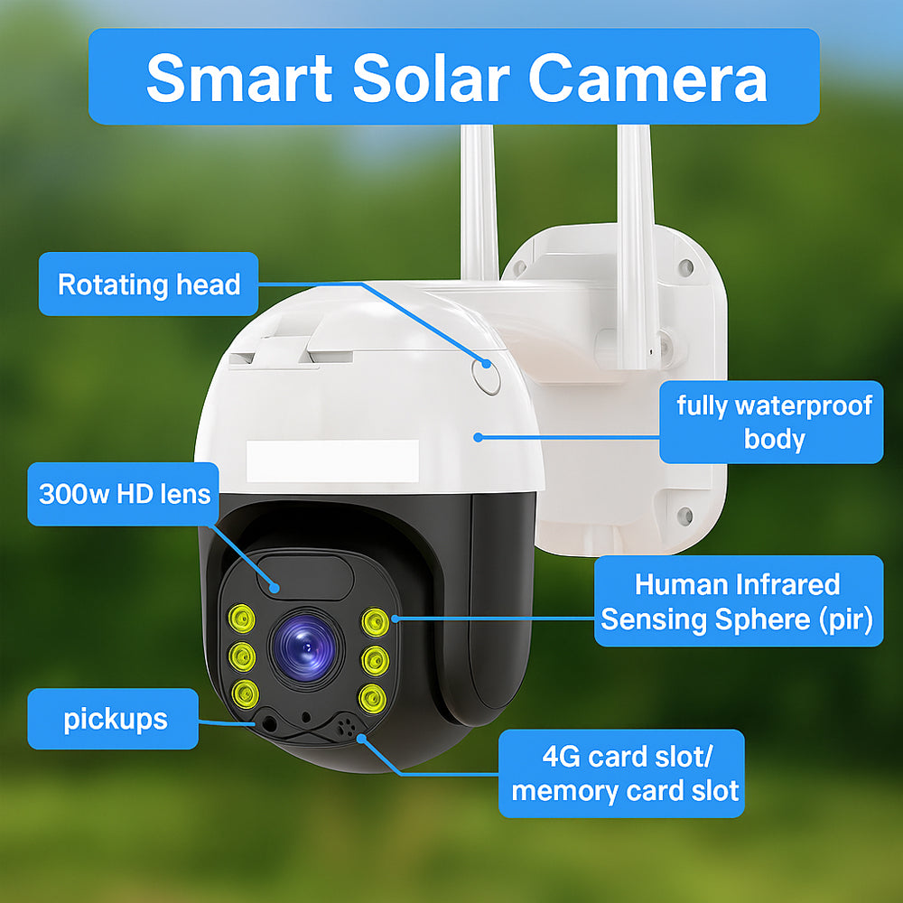 Trådløst Overvågningskamera - solcelledrevet - 2K full HD