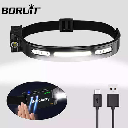 Pandelampe (genopladelig) 3-i-1 COB LED vandafvisende m/bevægelsessensor