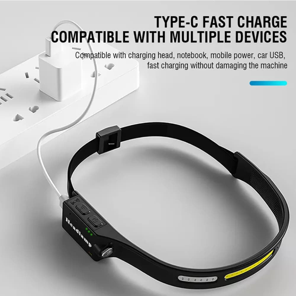 Pandelampe (genopladelig) 3-i-1 COB LED vandafvisende m/bevægelsessensor