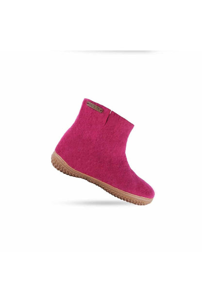 Filthjemmesko af 100% ren uld, i pink m/gummisål – Dansk Design fra SHUS