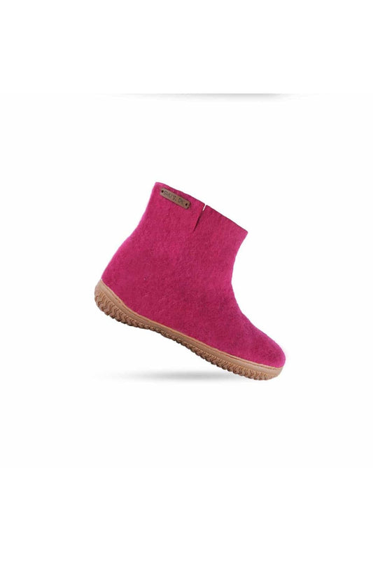 Filthjemmesko af 100% ren uld, i pink m/gummisål – Dansk Design fra SHUS
