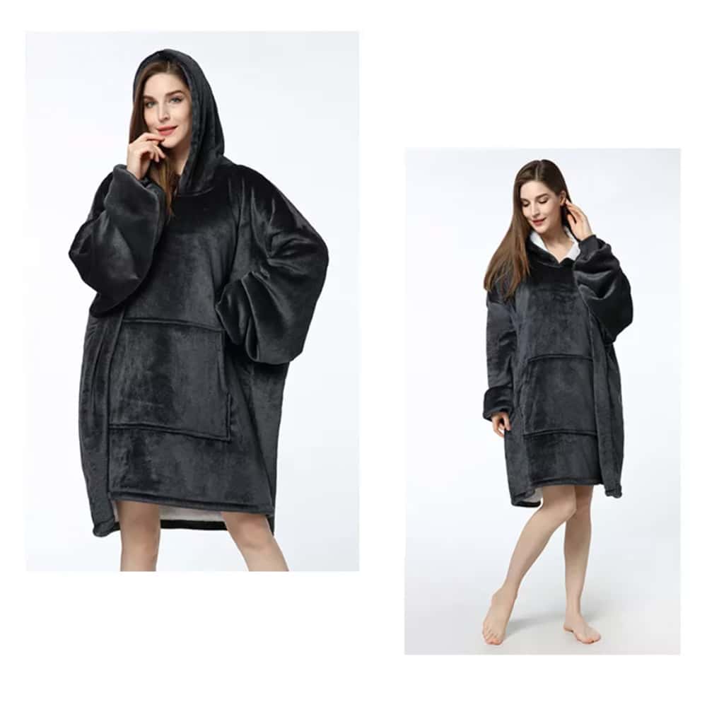 Hyggeplaid med ærmer, hætte & lomme - 200 x 150 cm