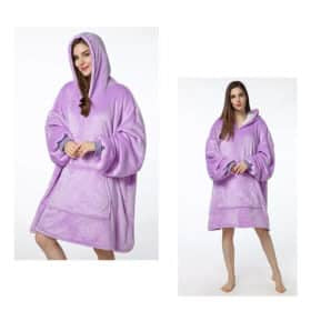 Hyggeplaid med ærmer, hætte & lomme - 200 x 150 cm