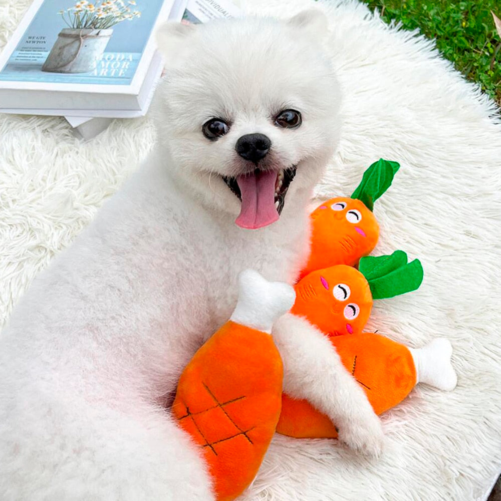 Hundelegetøj – Sjov Gulerod eller Kyllingben med Squeaker