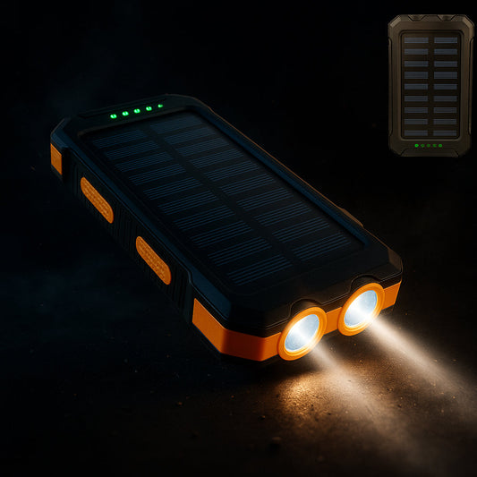Powerbank 15.000 mAh - vandafvisende og med indbygget lommelygte