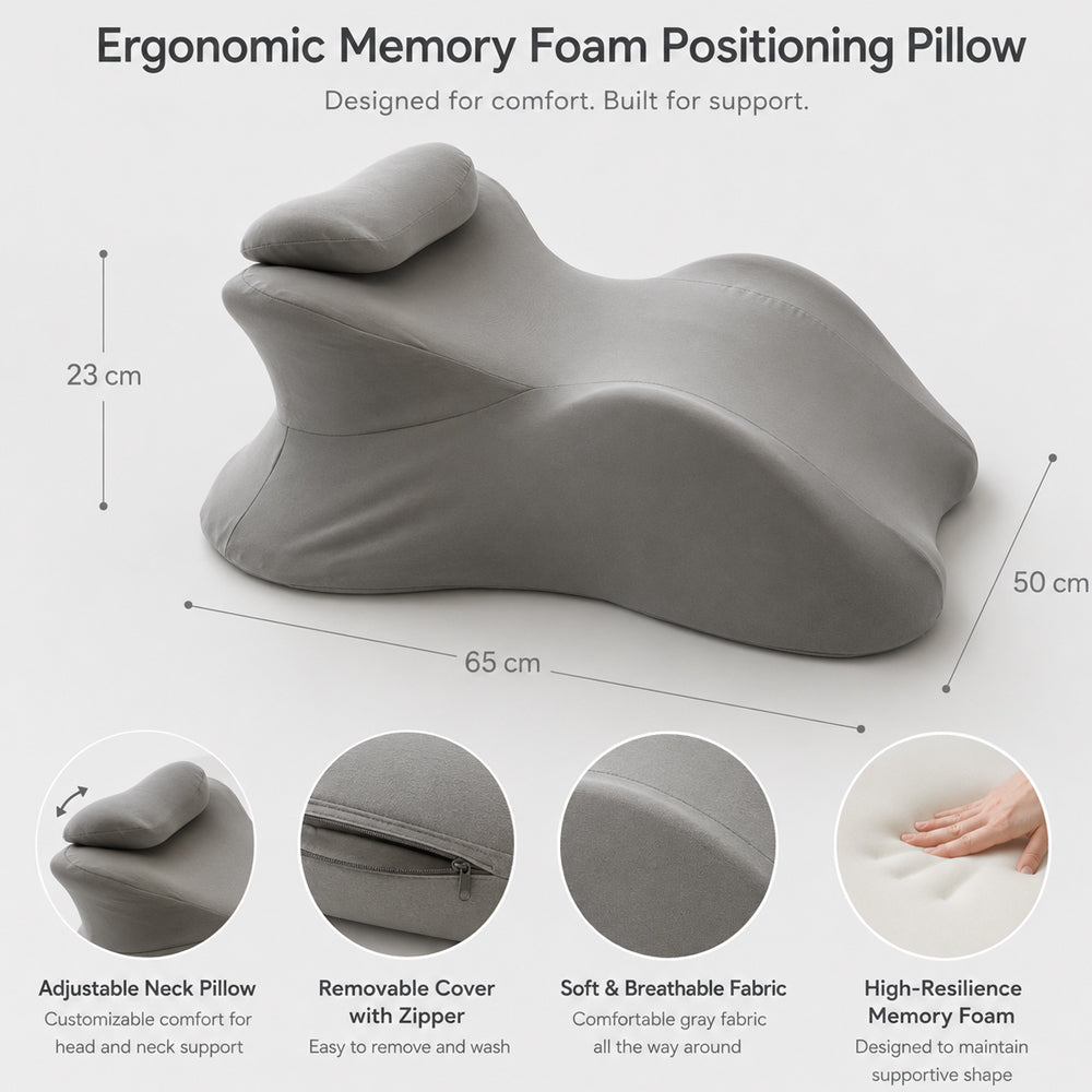 Ergonomisk Memory Foam positionspude med Aftagelig Nakkepude