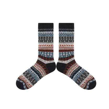 Strikkede uldsokker - 2 par - flotte farver og mønstre