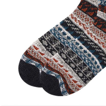 Strikkede uldsokker - 2 par - flotte farver og mønstre