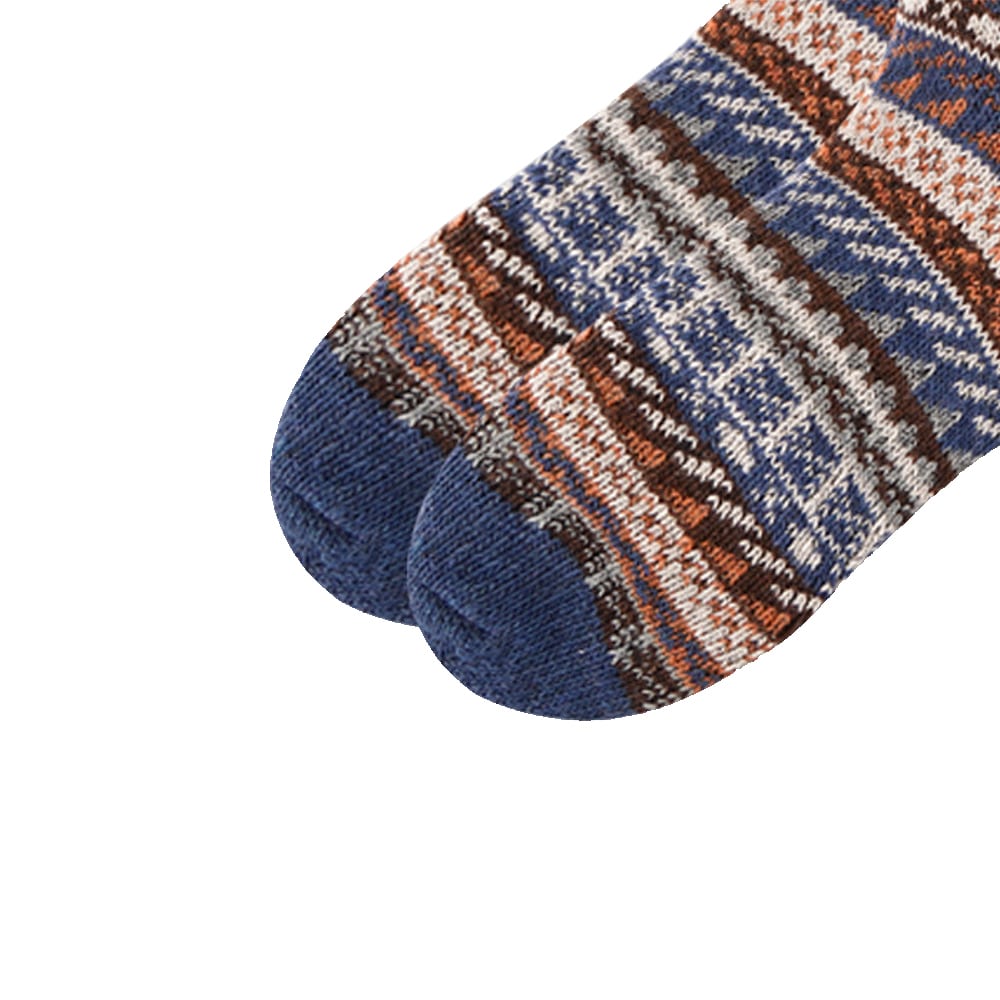 Strikkede uldsokker - 2 par - flotte farver og mønstre