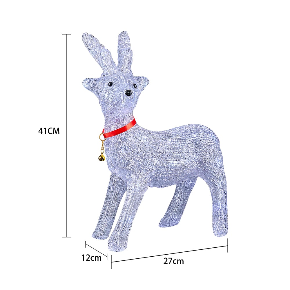 Rensdyr Akryl - højde 41 cm med LED-Lys