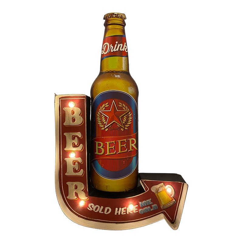 Retro Skilt BEER med lys