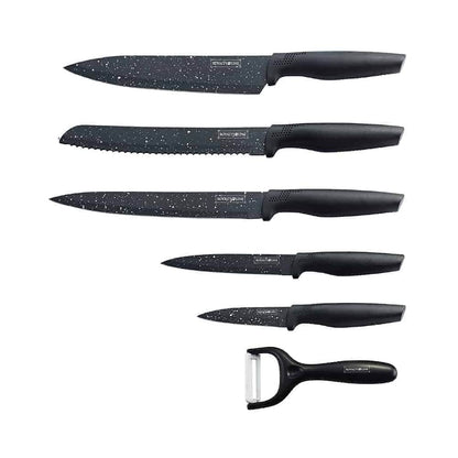 Knivsæt (5 dele + skræller) Royalty Line m/marmorbelægning