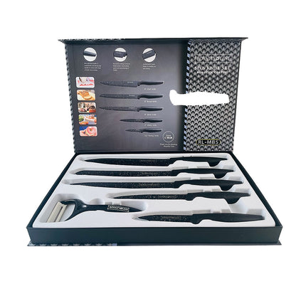 Knivsæt (5 dele + skræller) Royalty Line m/marmorbelægning