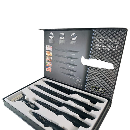 Knivsæt (5 dele + skræller) Royalty Line m/marmorbelægning