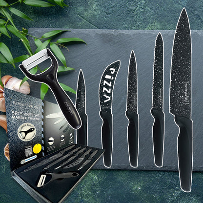 Knivsæt (5 dele + skræller) Royalty Line m/marmorbelægning