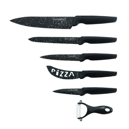 Knivsæt (5 dele + skræller) Royalty Line m/marmorbelægning