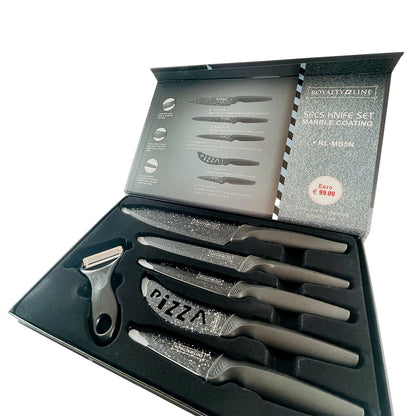 Knivsæt (5 dele + skræller) Royalty Line m/marmorbelægning