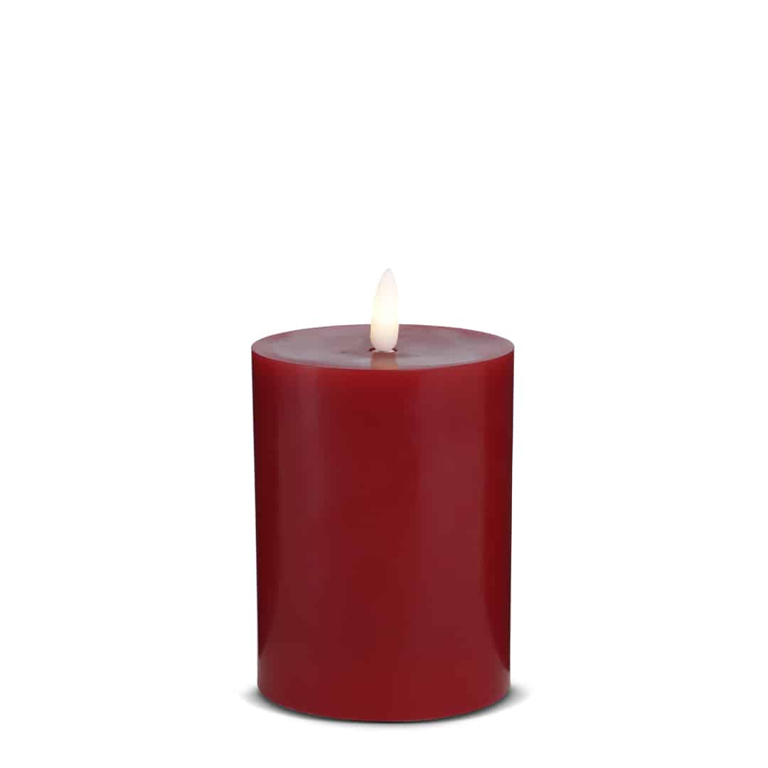 LED Stearinlys - 1 stk. - ø7,5 x 12,5 cm - m/3D flamme - (flere farver)