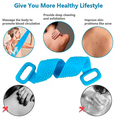 Rygskrubber / Badebørste - Dobbeltsidet i silikone