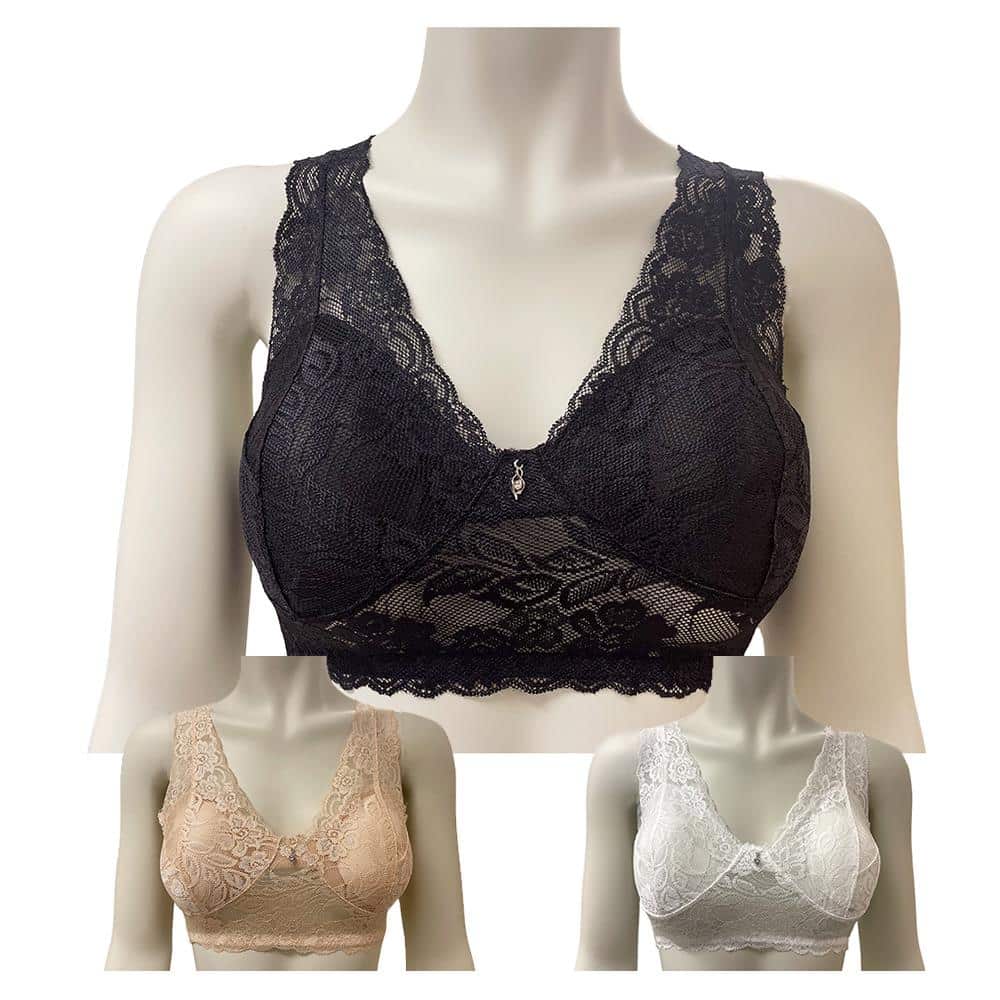 Lace Comfort BH (3 stk. i 3 farver uden bøjle)