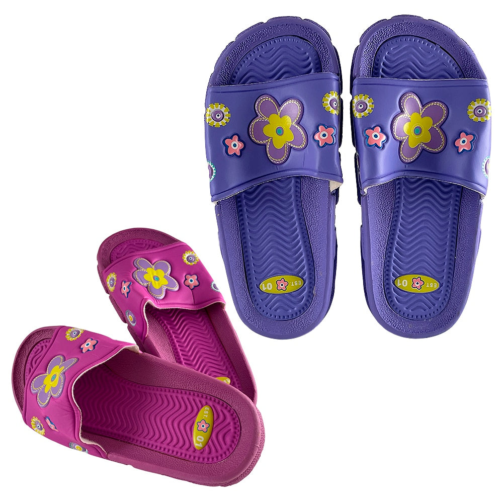 Børne Gummi Sandaler i Lilla og Pink