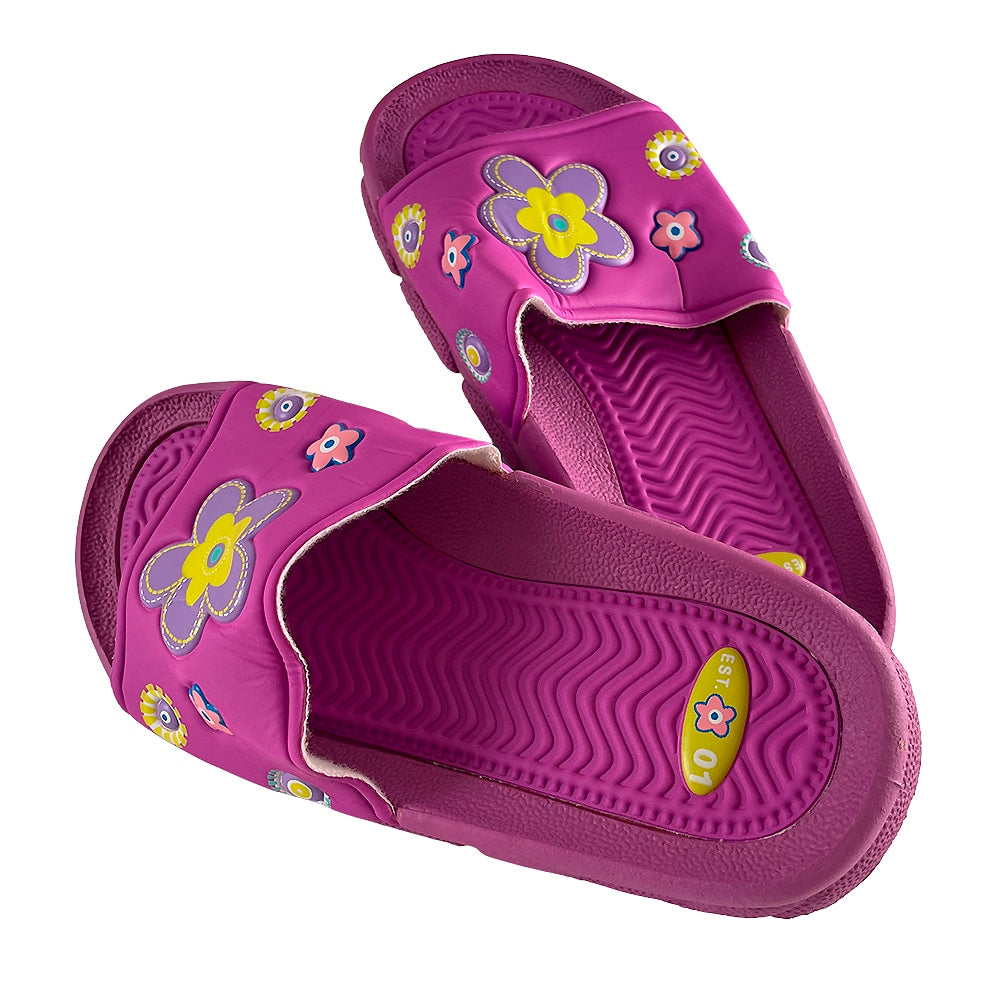 Børne Gummi Sandaler i Lilla og Pink